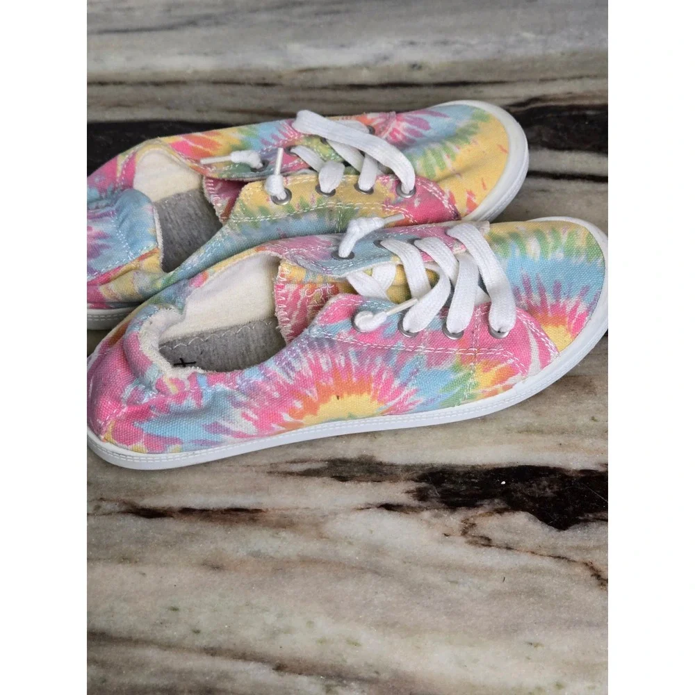 Dunes Sport Reesa Tie Dye Slip On Sneakers Pink Yellow Blue Womens Size 7.5M‎